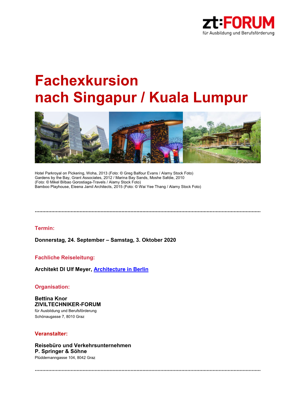 Fachexkursion Nach Singapur / Kuala Lumpur