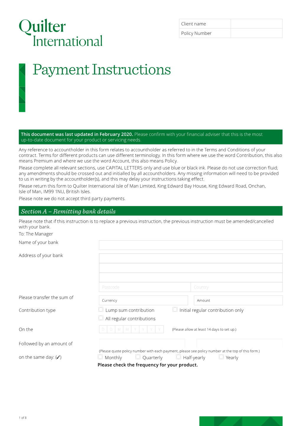 Payment Instructions