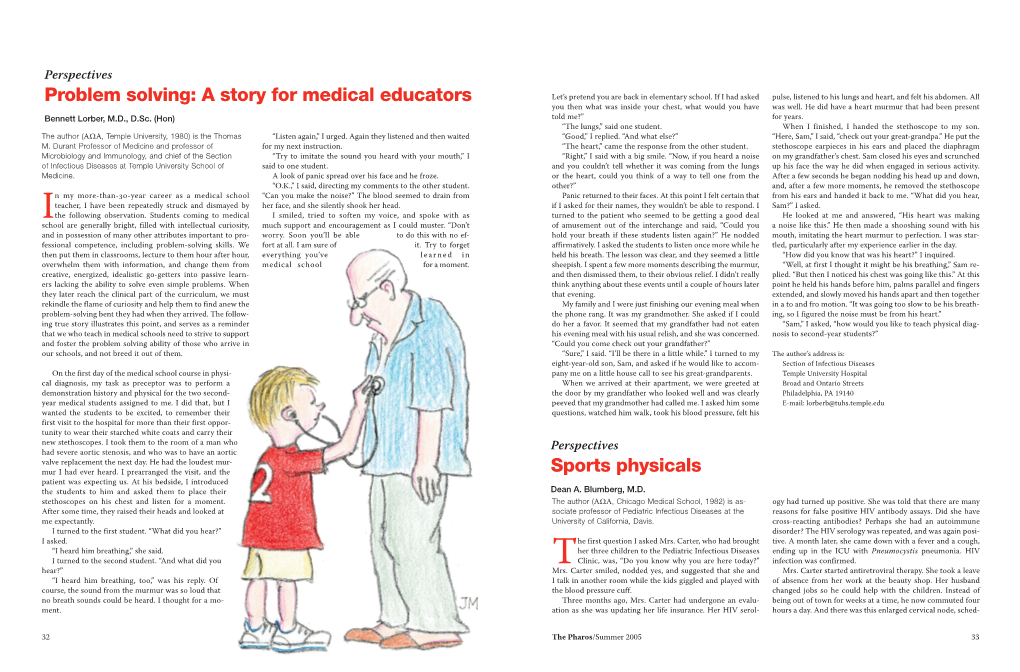 Problem Solving: a Story for Medical Educators Let’S Pretend You Are Back in Elementary School