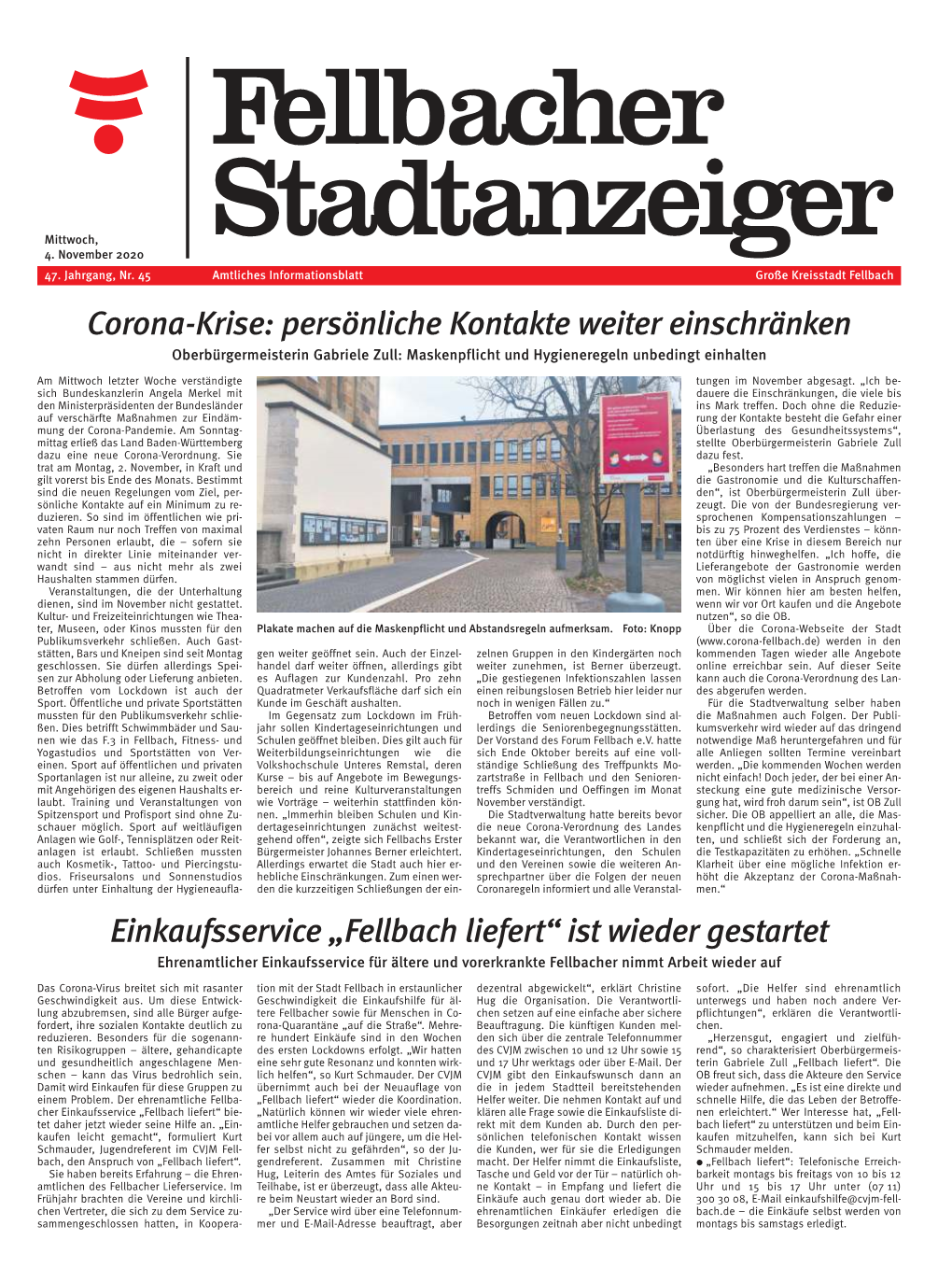 Der Fellbacher Stadtanzeiger KW45, 2020