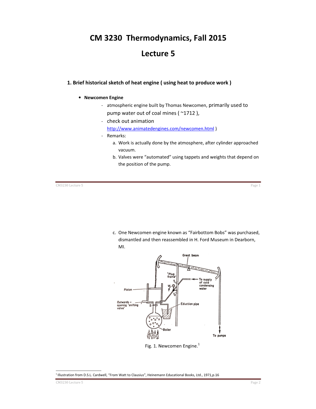 CM 3230 Thermodynamics, Fall 2015 Lecture 5