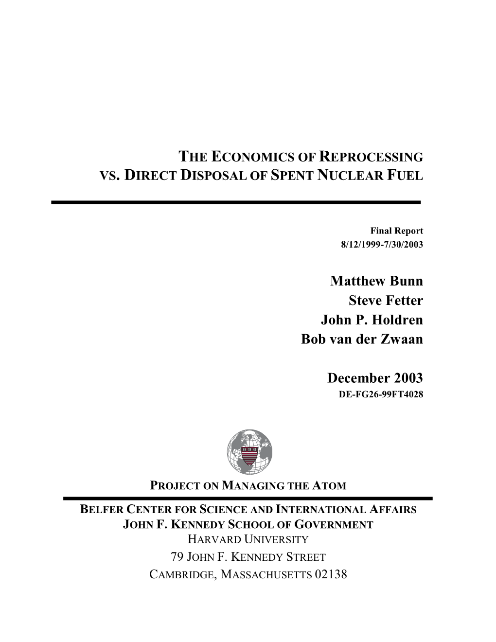 Vs. Direct Disposal of Spent Nuclear Fuel