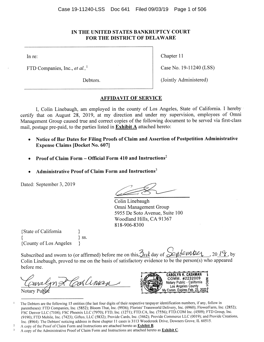 Case 19-11240-LSS Doc 641 Filed 09/03/19 Page 1 of 506 Case 19-11240-LSS Doc 641 Filed 09/03/19 Page 2 of 506