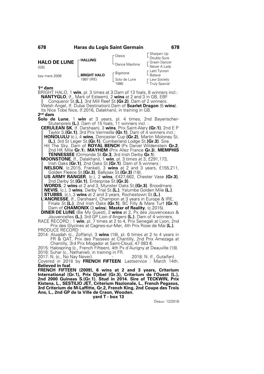 678 Haras Du Logis Saint Germain 678 HALO DE LUNE