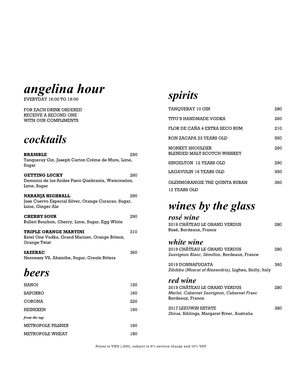 Ag Drinks Menu May 21