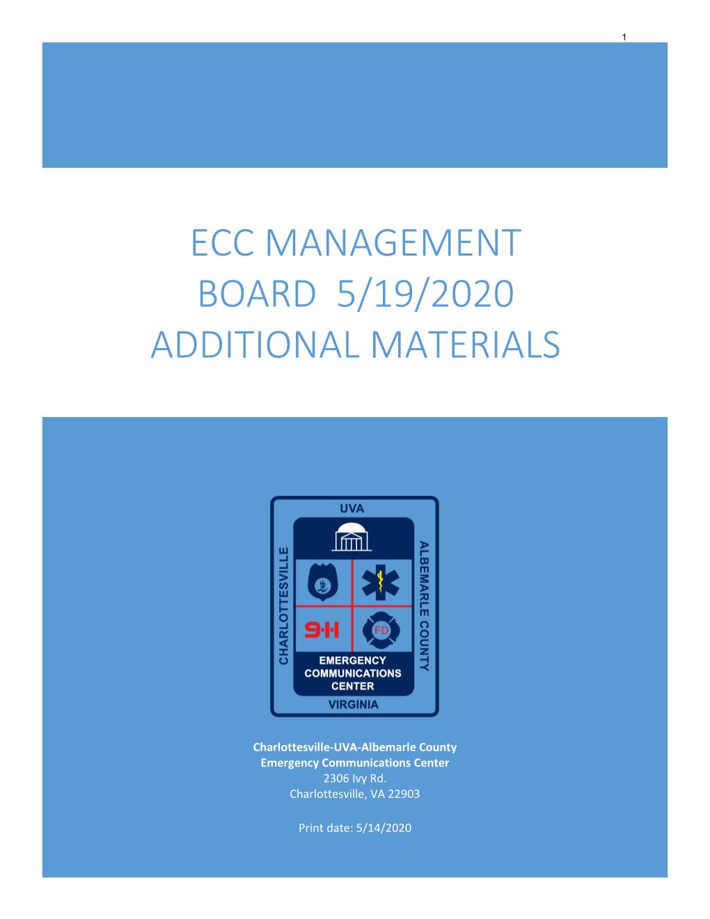 Ecc Management Board 5/19/2020 Additional Materials