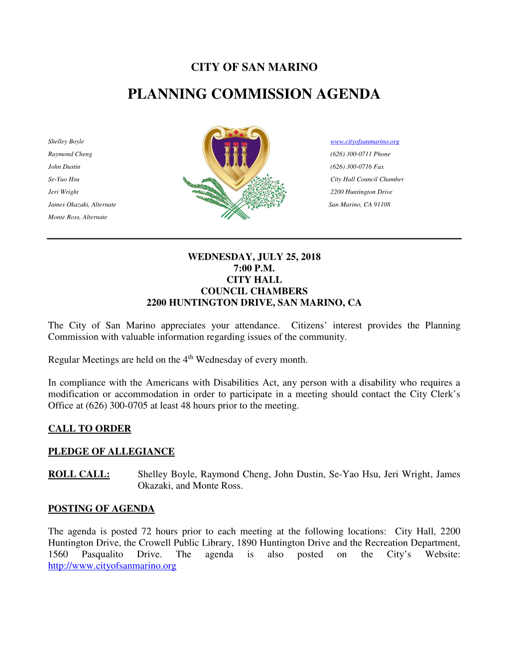 Planning Commission Agenda