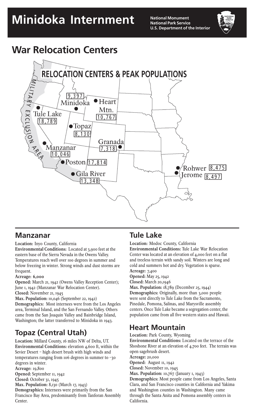 Minidoka Internment National Park Service U.S