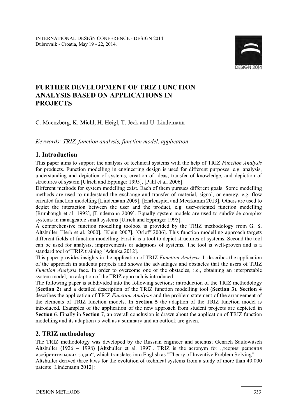 Further Development of Triz Function Analysis Based on Applications in Projects