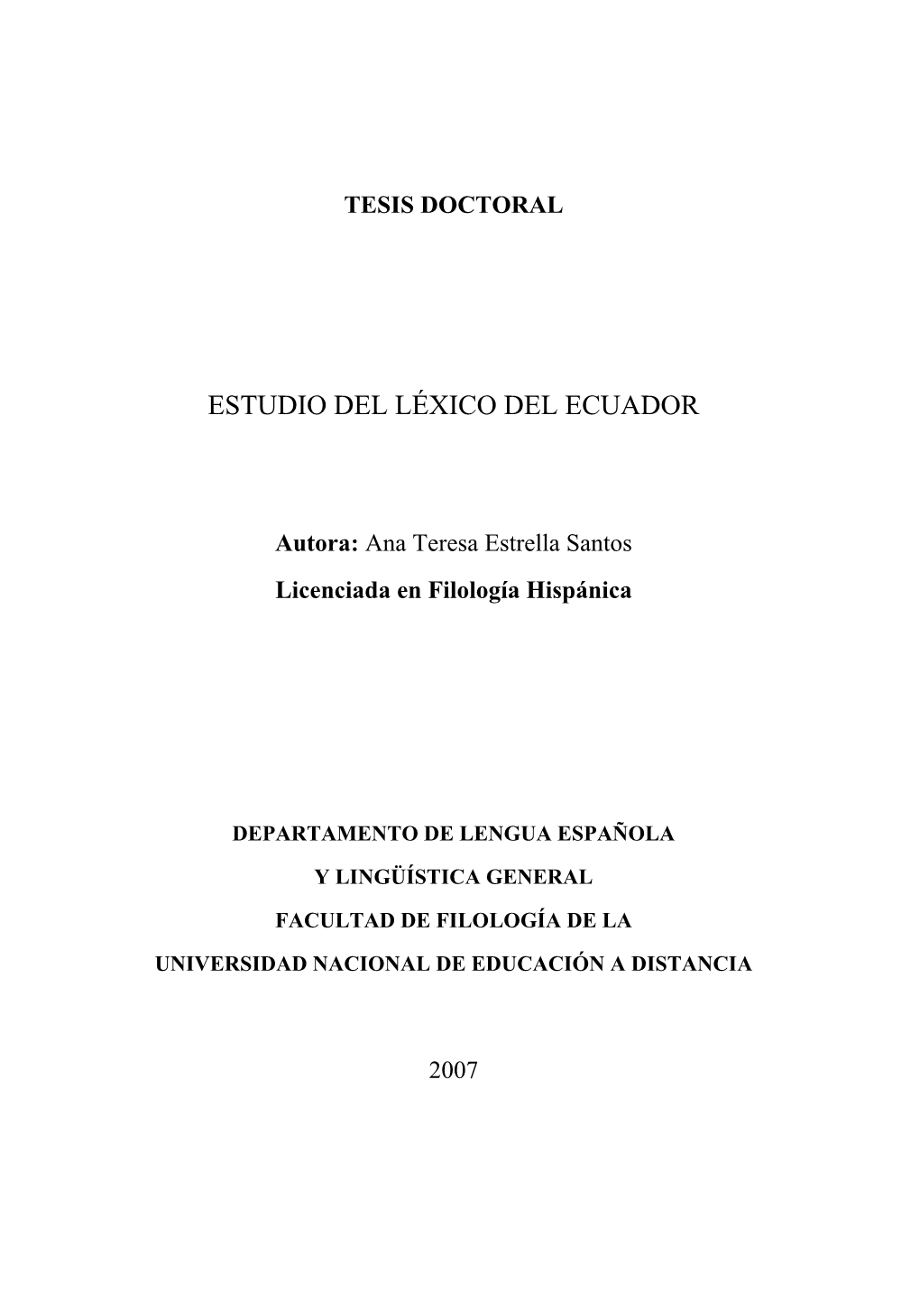 Estudio Del Léxico Del Ecuador