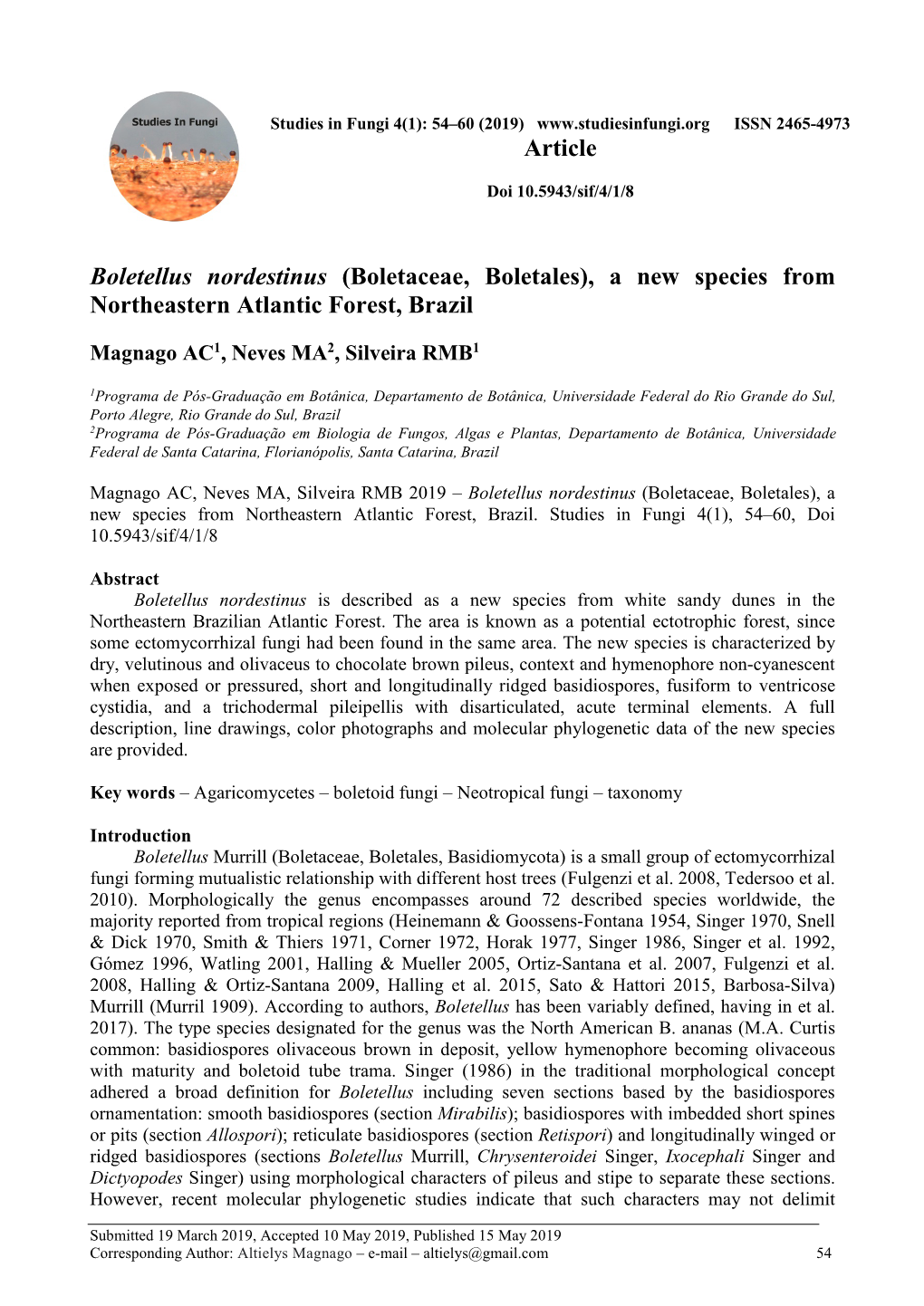 Boletaceae, Boletales), a New Species from Northeastern Atlantic Forest, Brazil