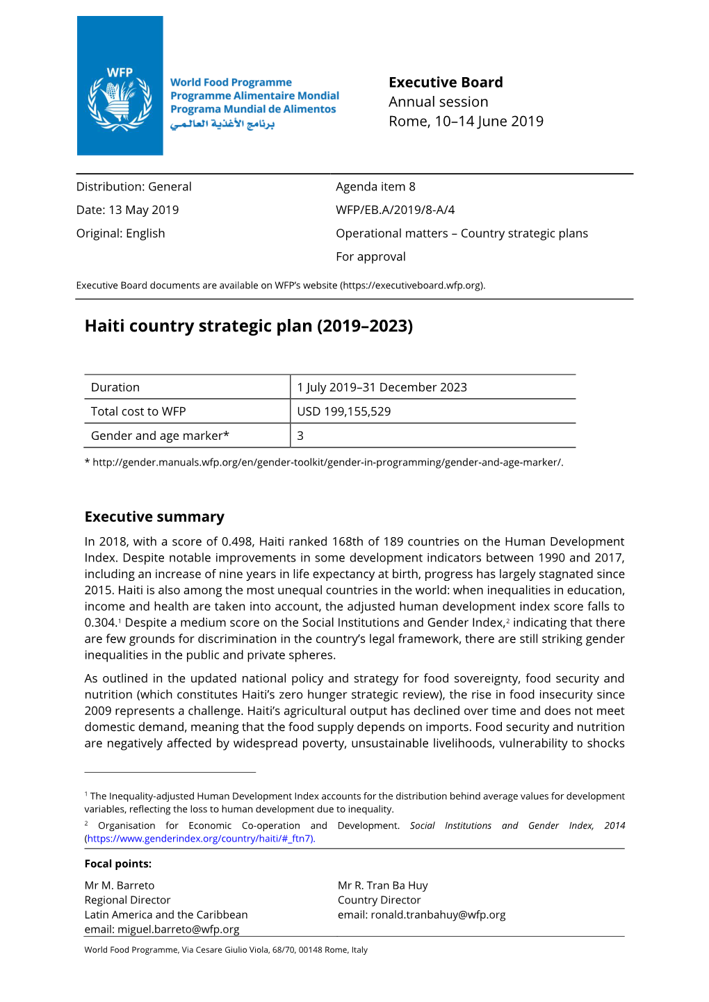 Haiti Country Strategic Plan (2019–2023)