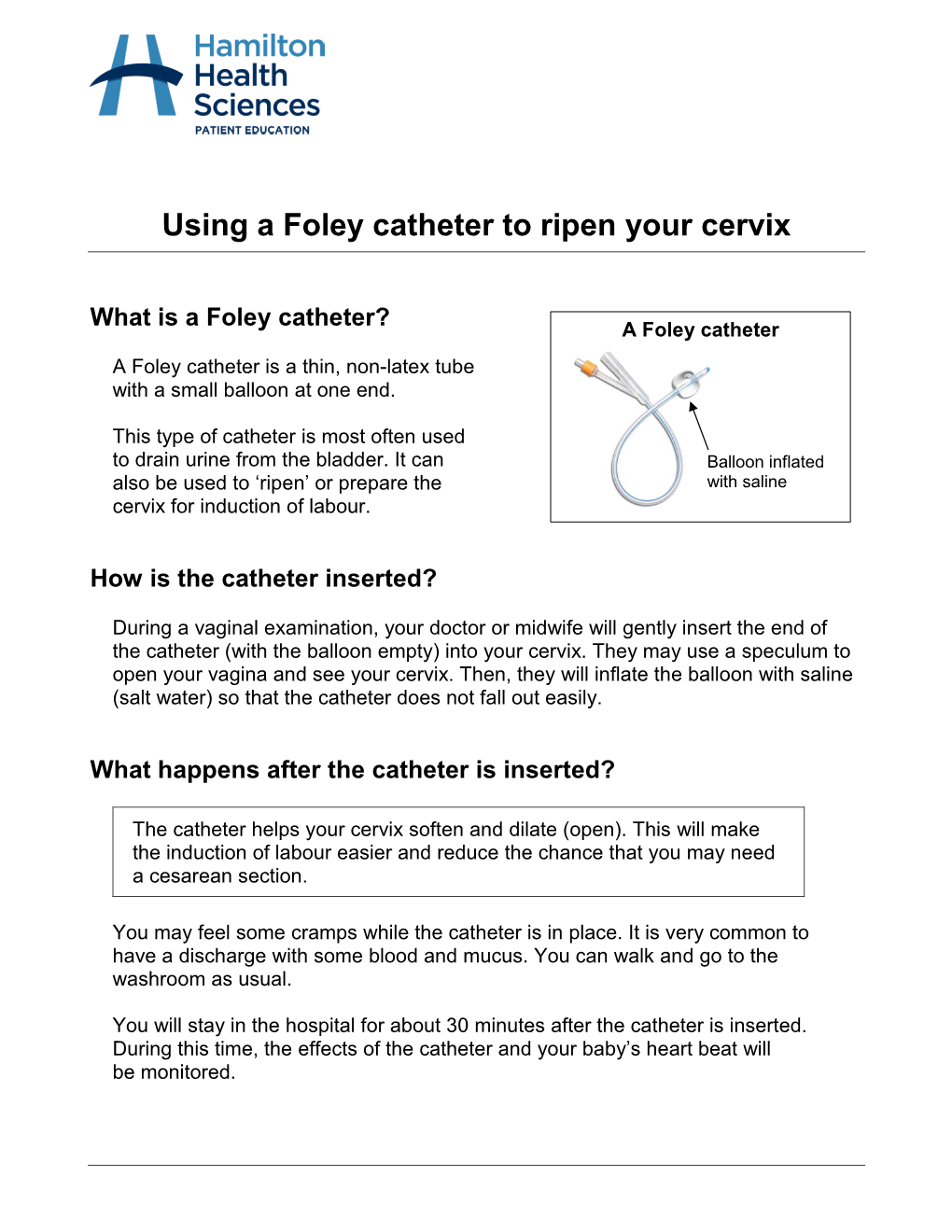 Foley Catheter to Ripen Your Cervix