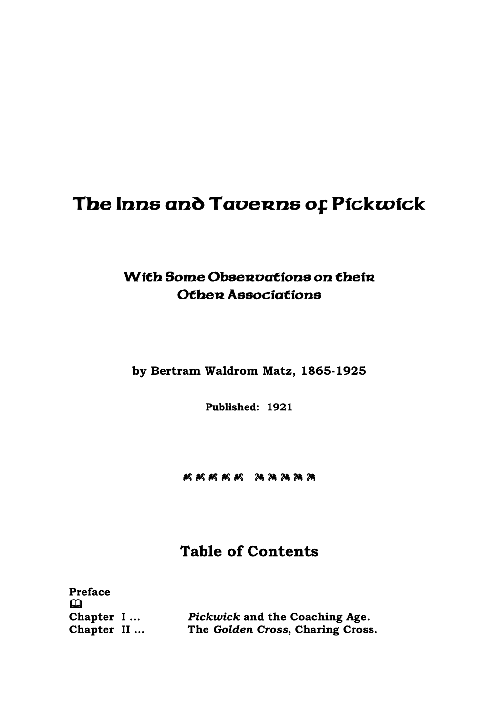 The Inns and Taverns of Pickwick