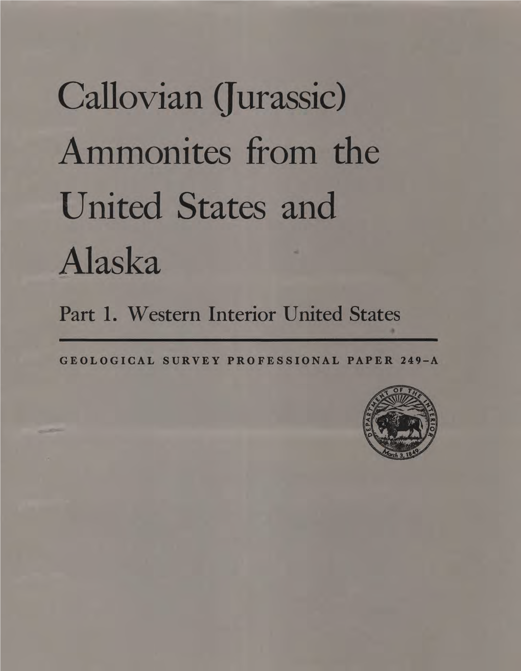 Callovian (Jurassic) Ammonites from the United States and Alaska