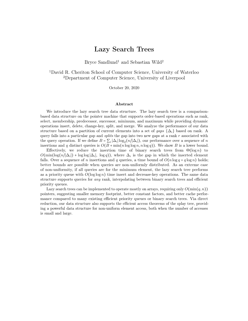 Lazy Search Trees