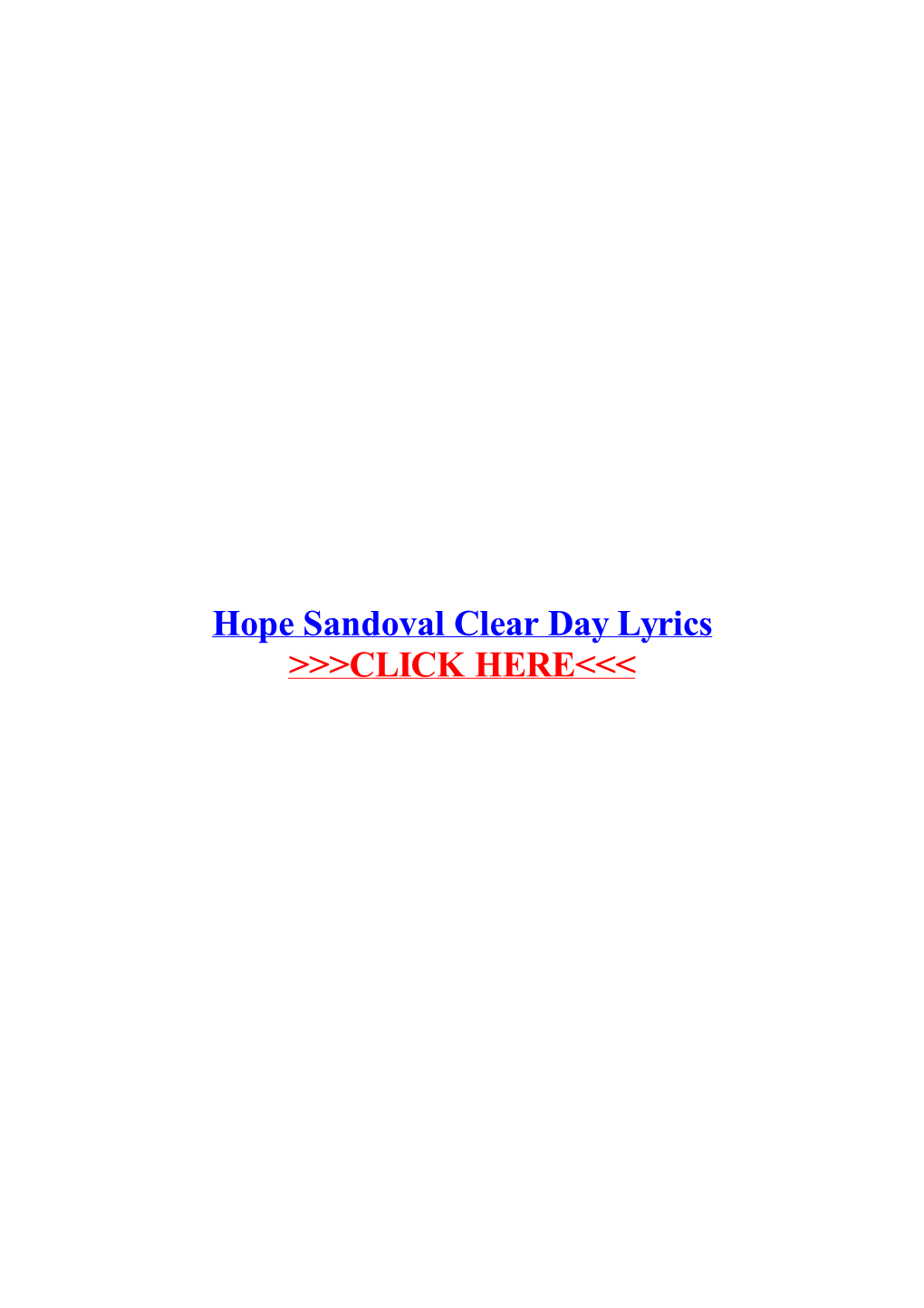 Hope Sandoval Clear Day Lyrics