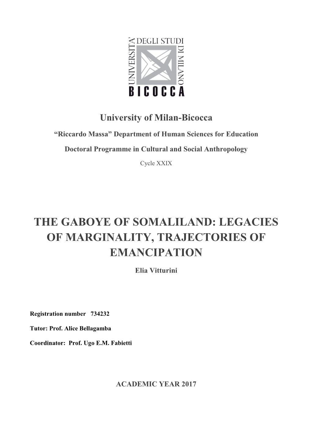 The Gaboye of Somaliland: Legacies of Marginality, Trajectories of Emancipation