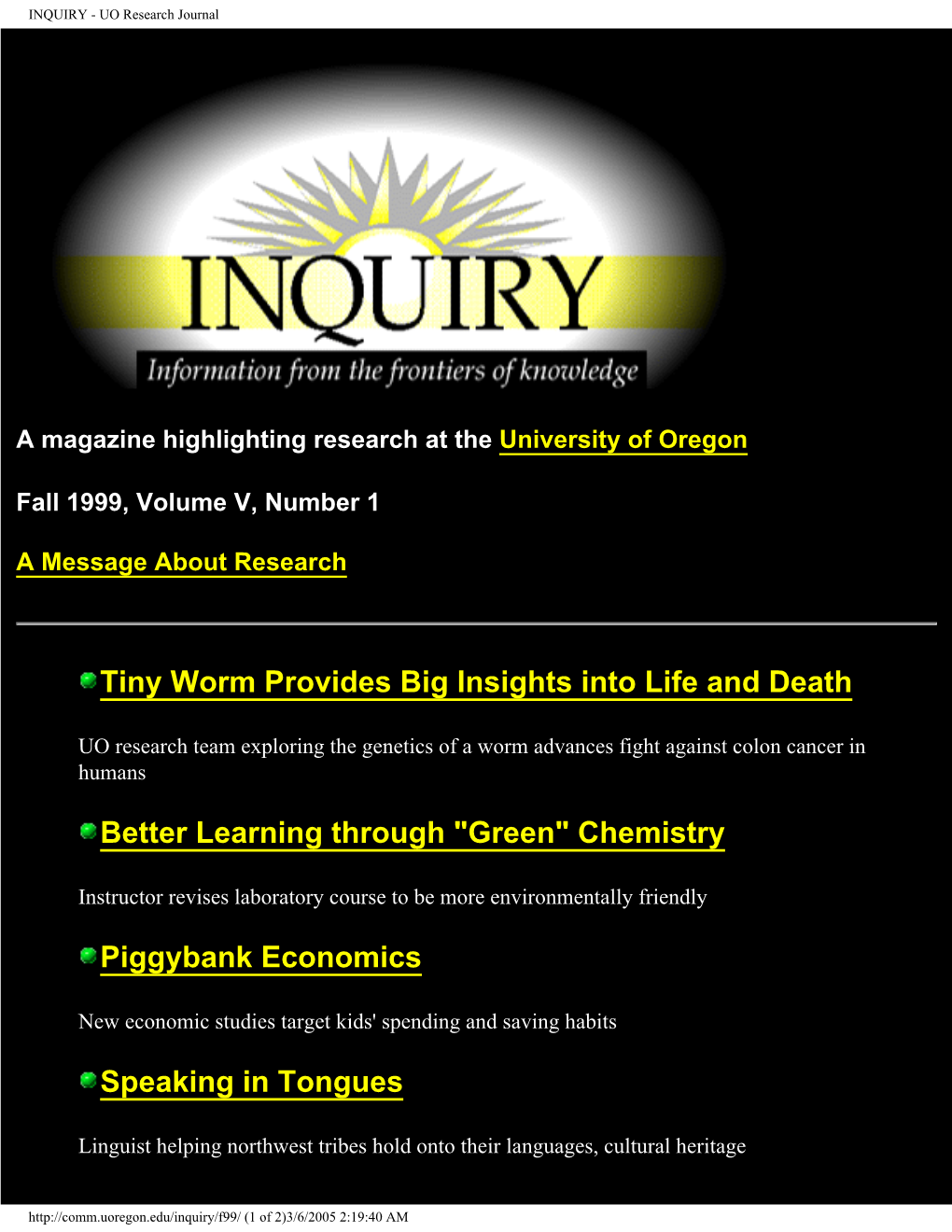 INQUIRY - UO Research Journal