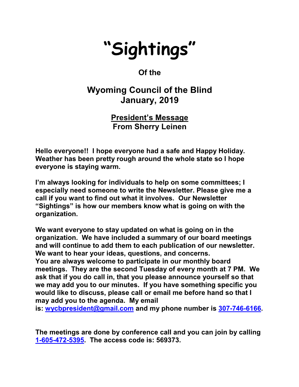 PDF 14 Pt Sightings January 2019