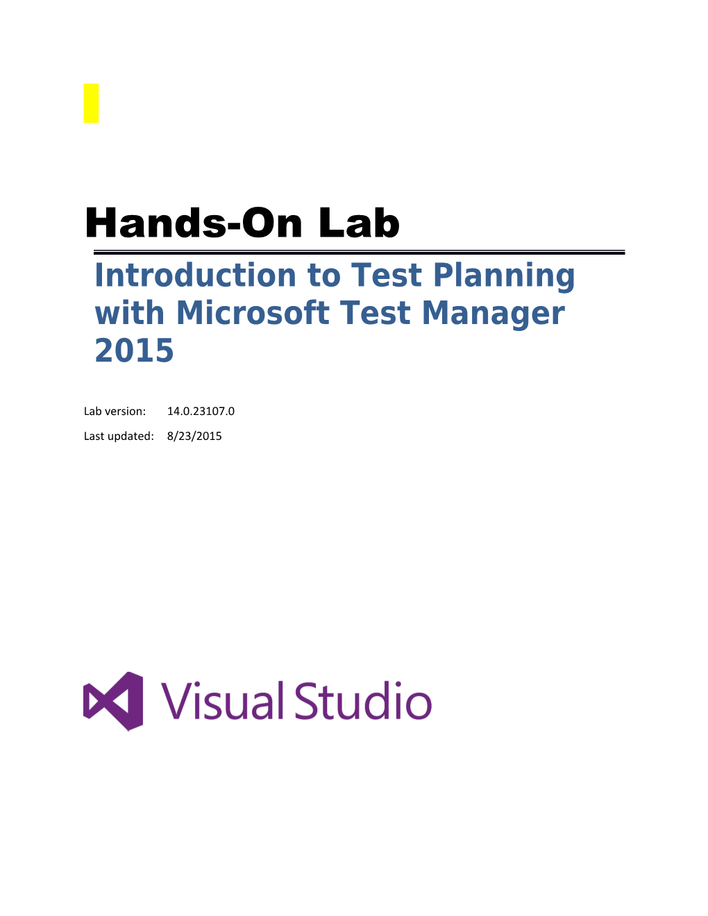 Introduction to Test Planning with Microsoft Test Manager 2015