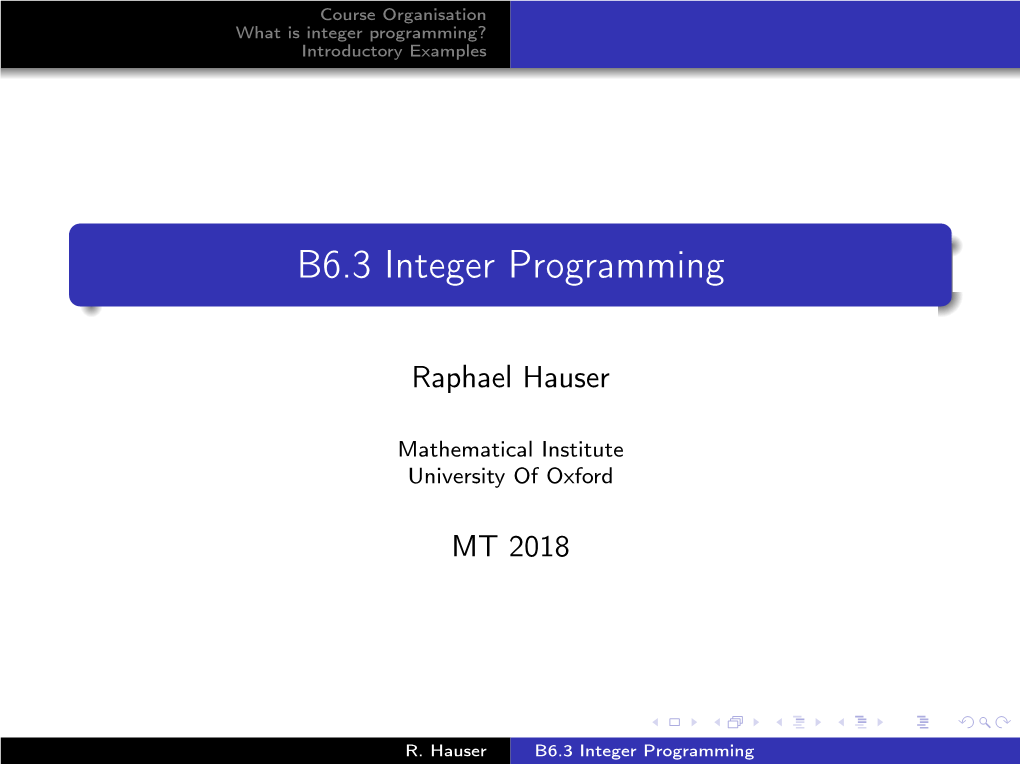 B6.3 Integer Programming