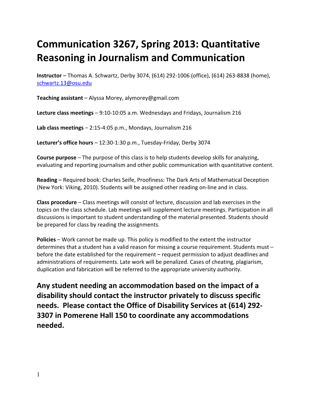 Quantitative Reasoning in Journalism and Communication