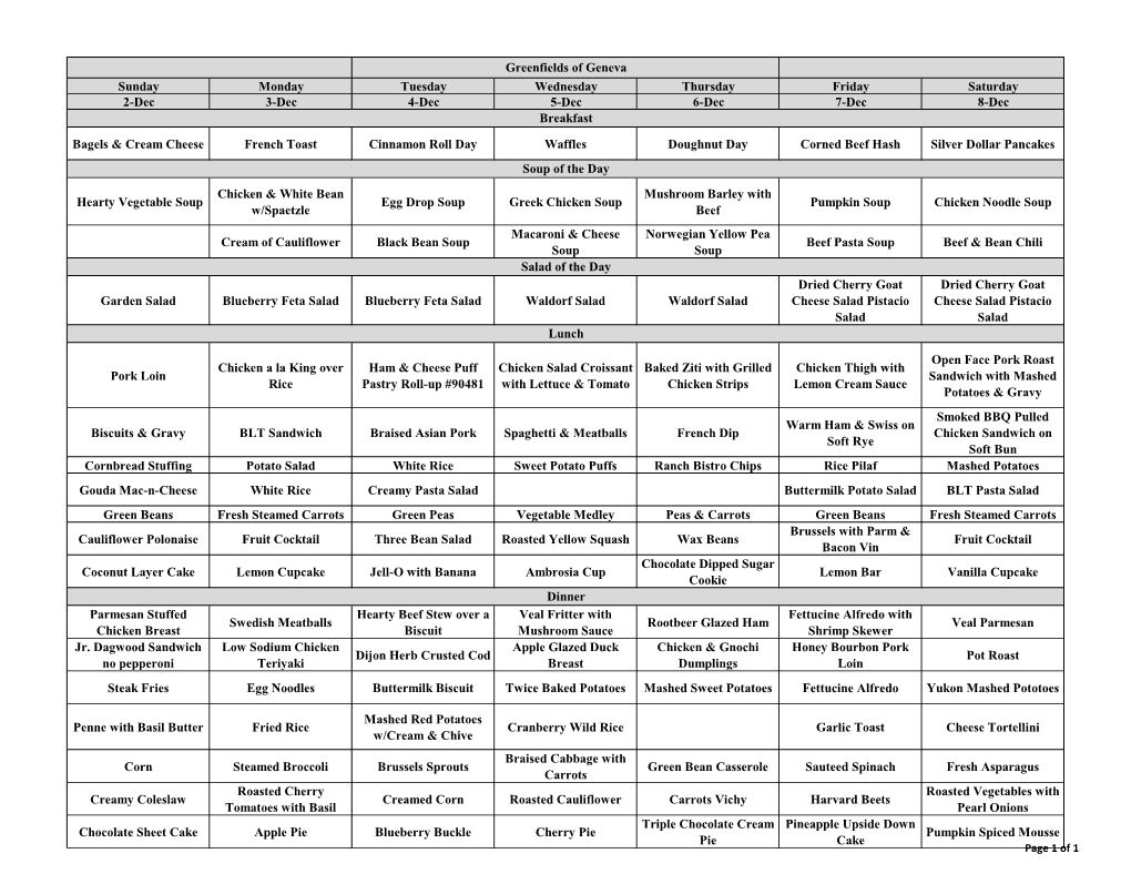 Sunday Monday Tuesday Wednesday Thursday Friday Saturday 2-Dec 3-Dec 4-Dec 5-Dec 6-Dec 7-Dec 8-Dec Breakfast