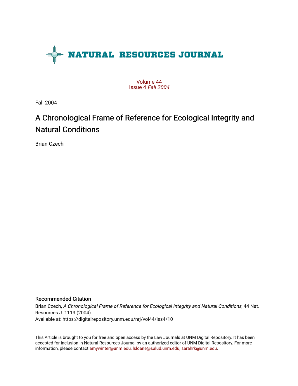 Ecological Integrity and Environmental Health