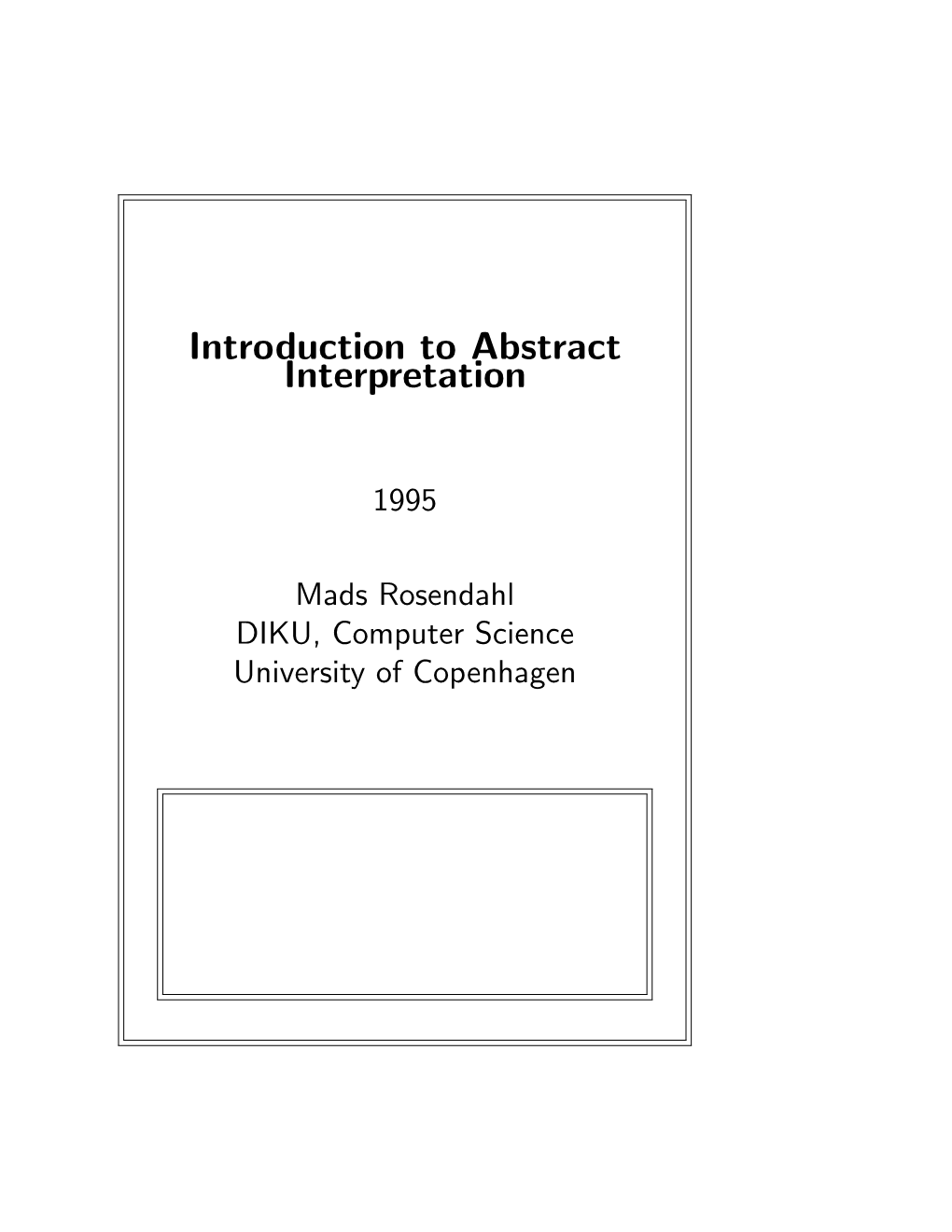 Introduction to Abstract Interpretation