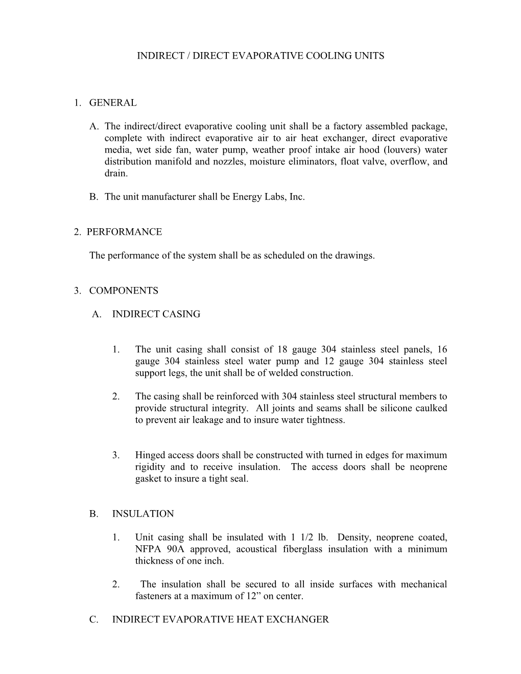 Indirect / Direct Evaporative Cooling Units