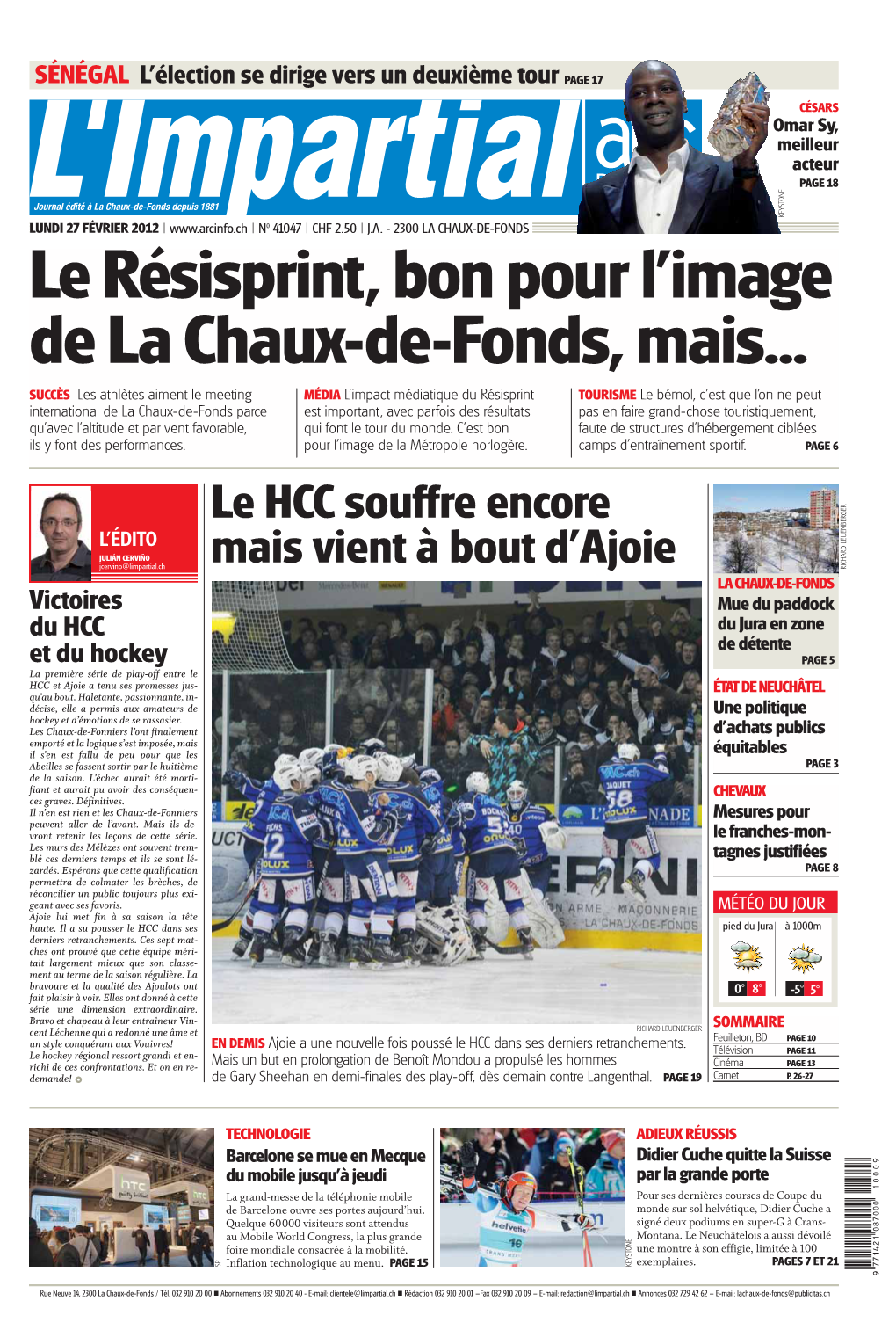 Le HCC Souffre Encore Mais Vient À Bout D'ajoie