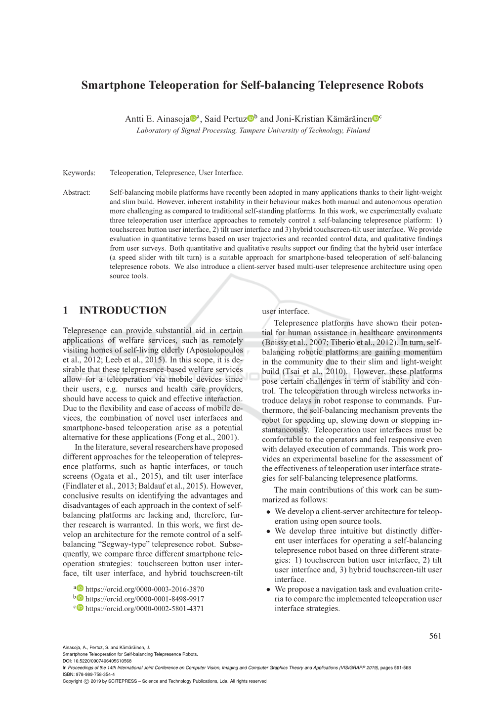 Smartphone Teleoperation for Self-Balancing Telepresence Robots