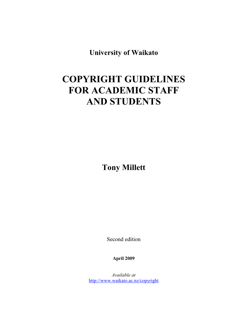 Copyright Guidelines for Academic Staff and Students