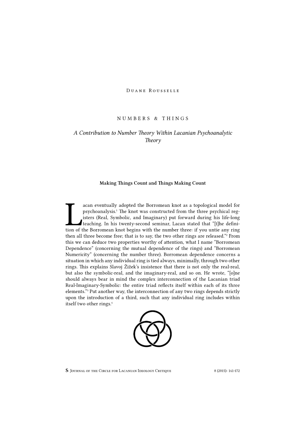 A Contribution to Number Theory Within Lacanian Psychoanalytic Theory