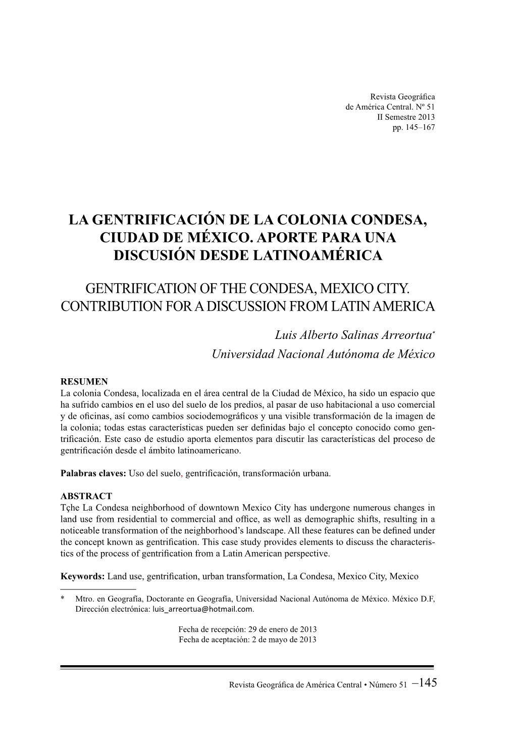 La Gentrificación De La Colonia Condesa, Ciudad De México