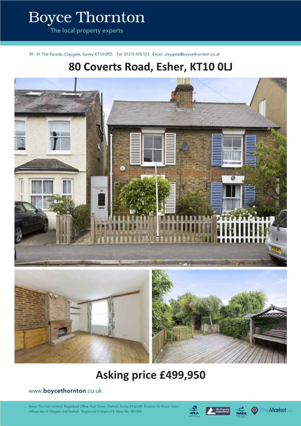 80 Coverts Road, Esher, KT10 0LJ Asking Price £499,950