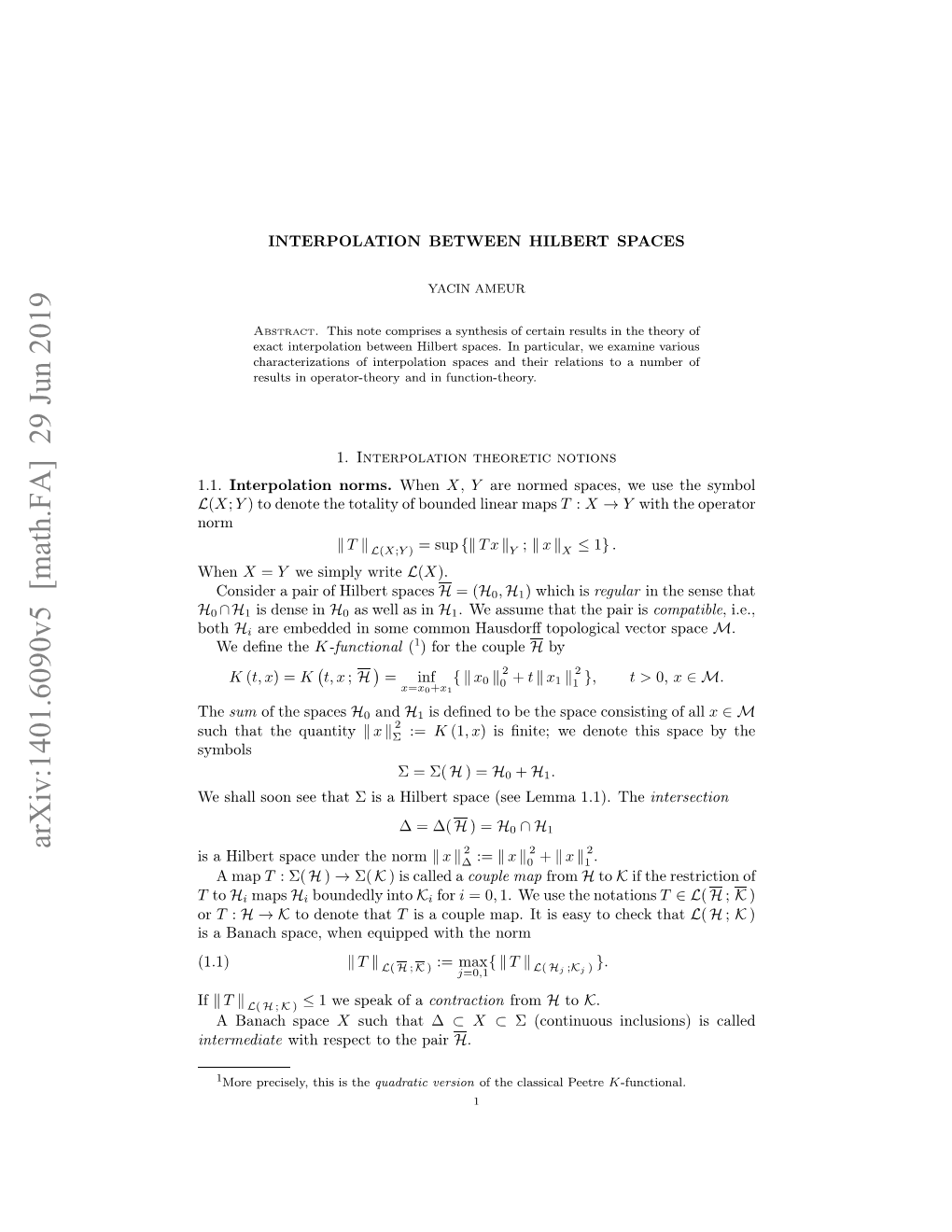 Interpolation Between Hilbert Spaces 3