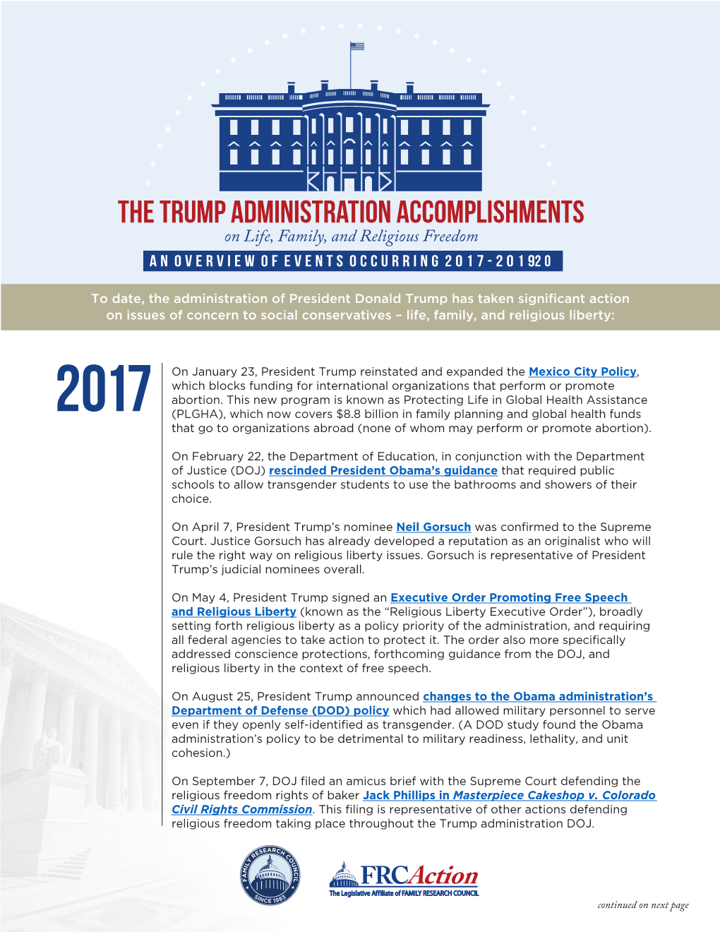 The TRUMP ADMINISTRATION ACCOMPLISHMENTS