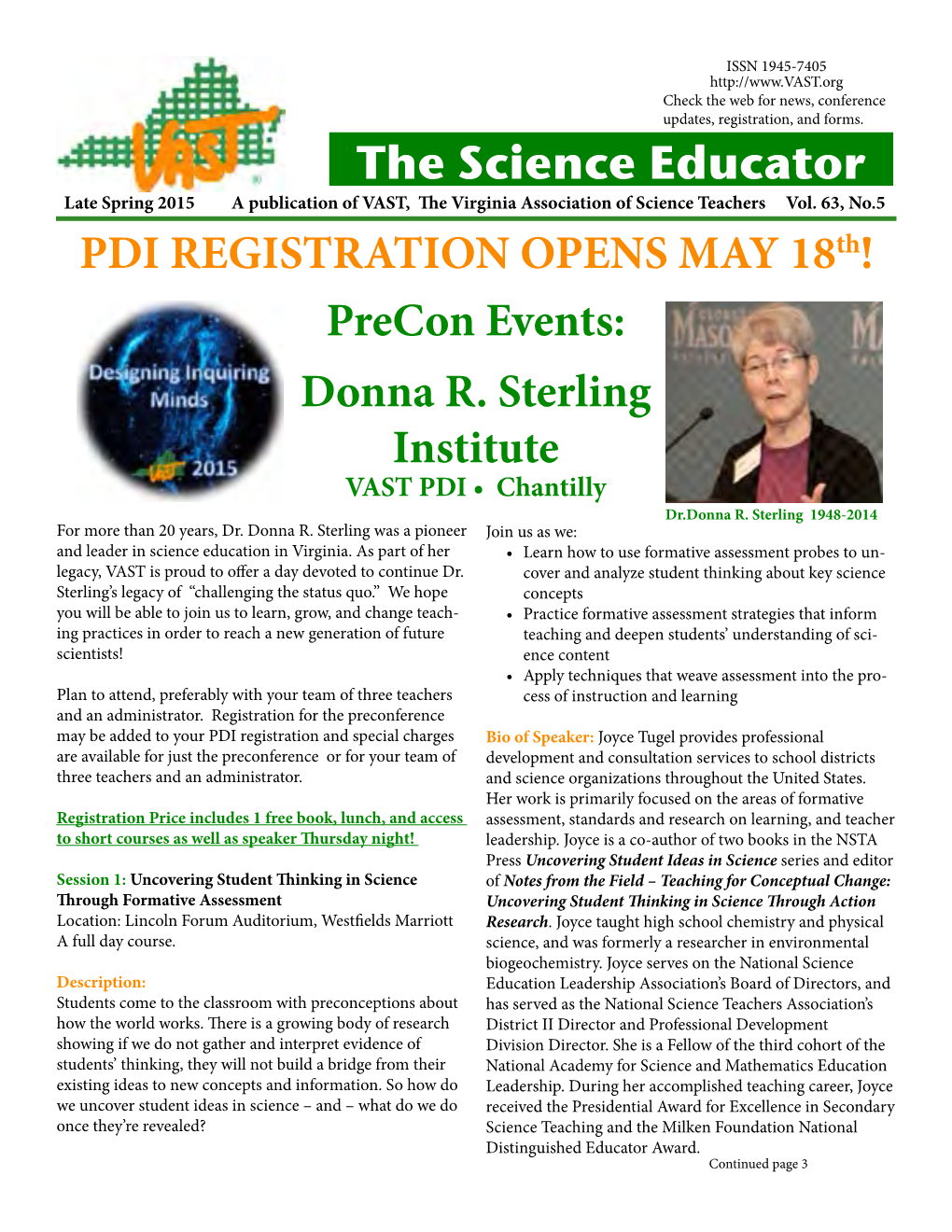 The Science Educator Precon Events: Donna R. Sterling Institute