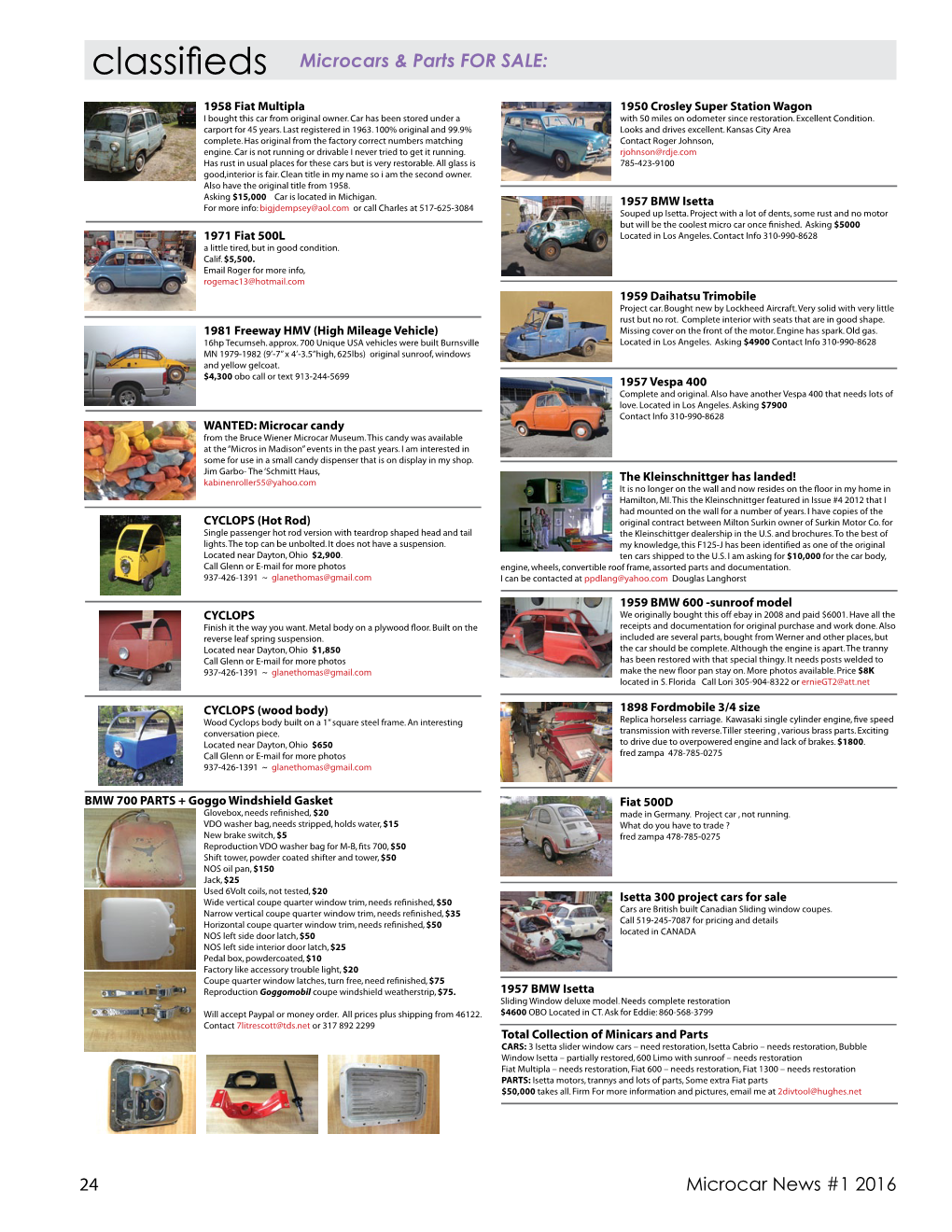 Classifieds Microcars & Parts for SALE