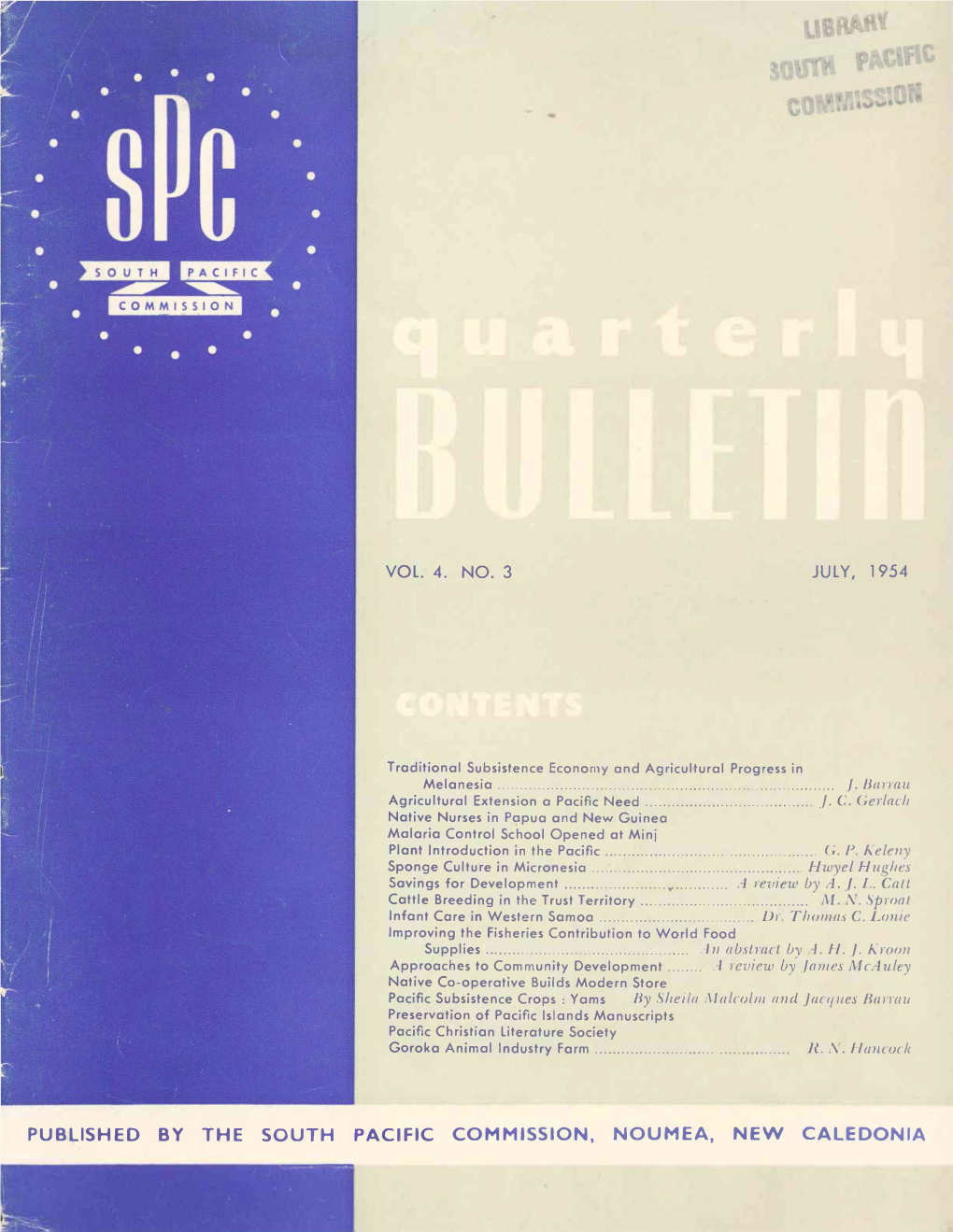 Published by the South Pacific Commission, Noumea, New Caledonia the Sou 1 H Pacific Commission