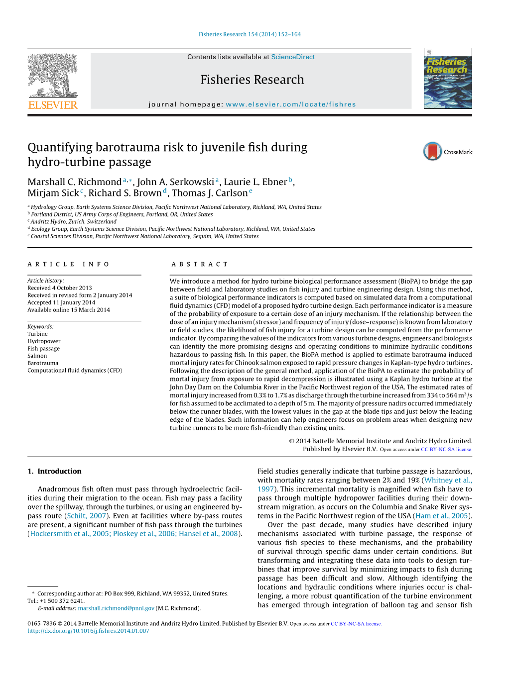 Quantifying Barotrauma Risk to Juvenile Fish During Hydro-Turbine Passage