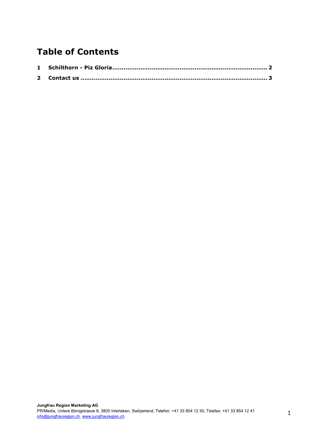 Table of Contents