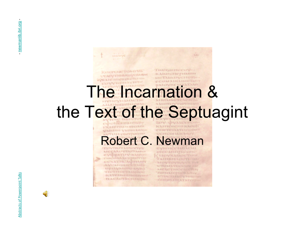 The Incarnation & the Text of the Septuagint