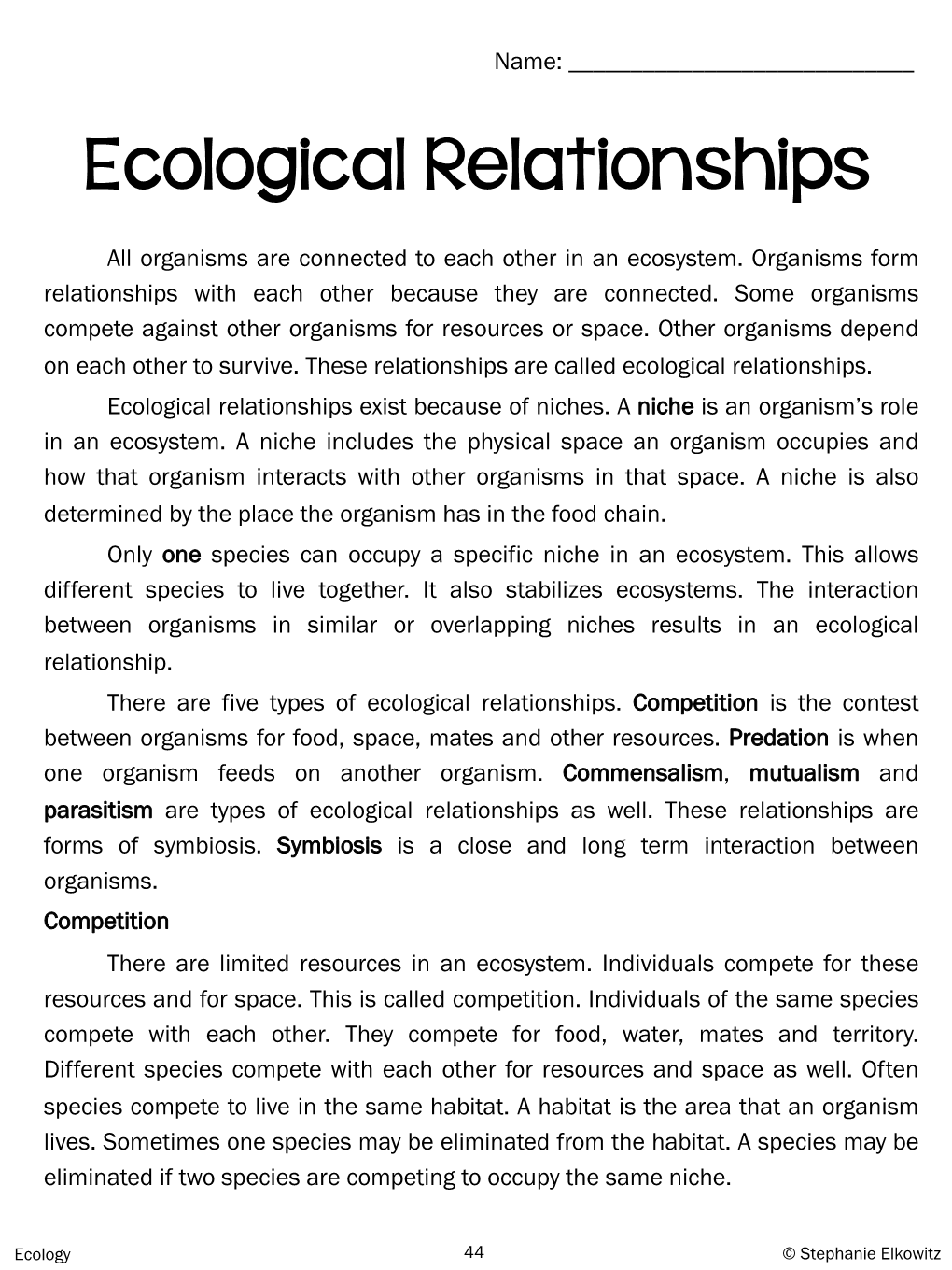 Ecological Relationships