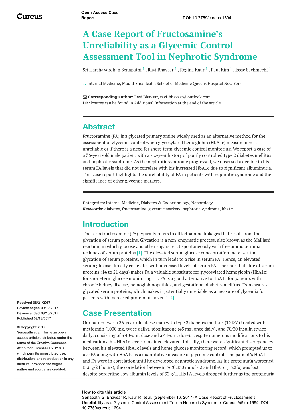 A Case Report of Fructosamine's Unreliability As a Glycemic Control