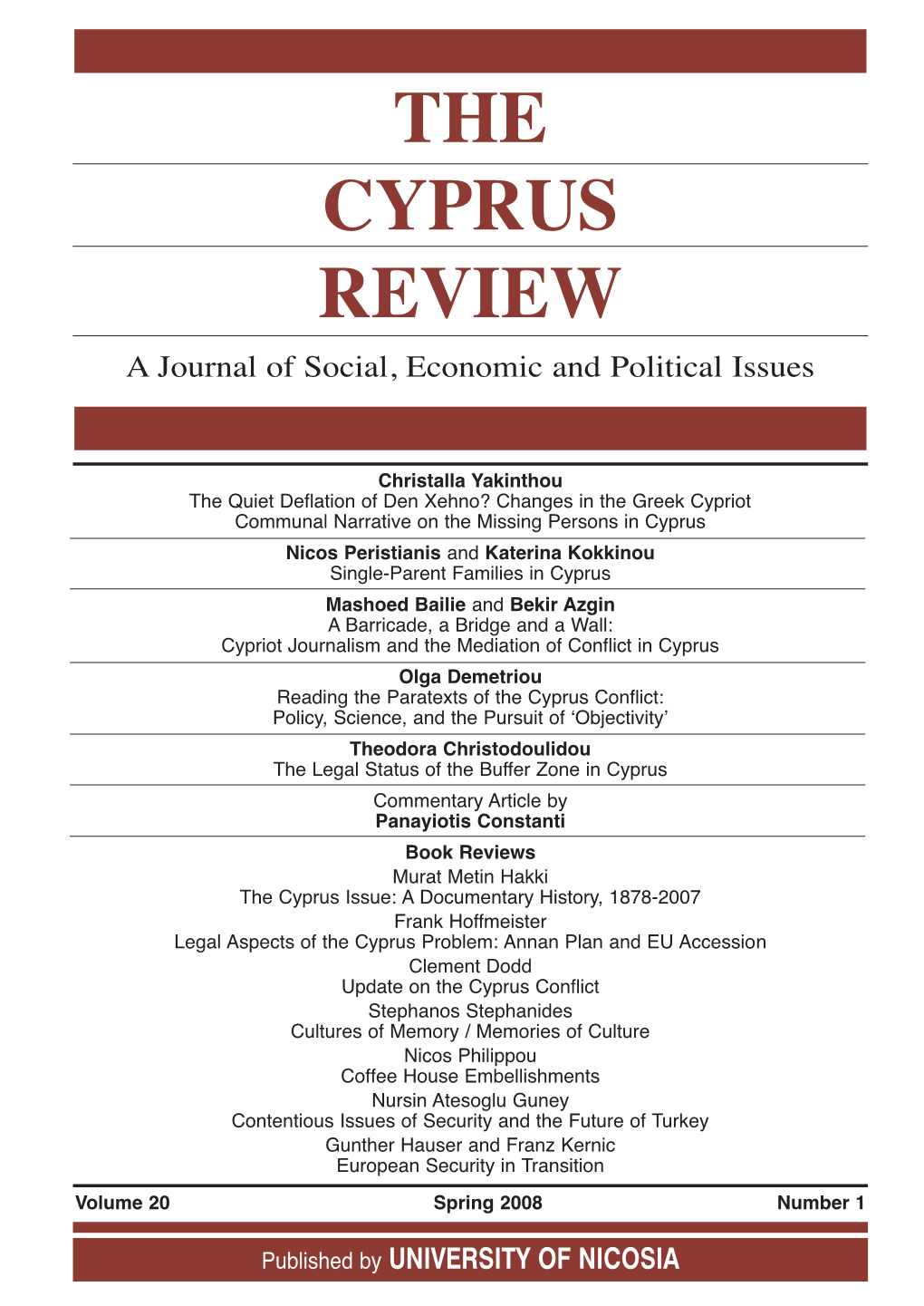 THE CYPRUS REVIEW a Journal of Social, Economic and Political Issues