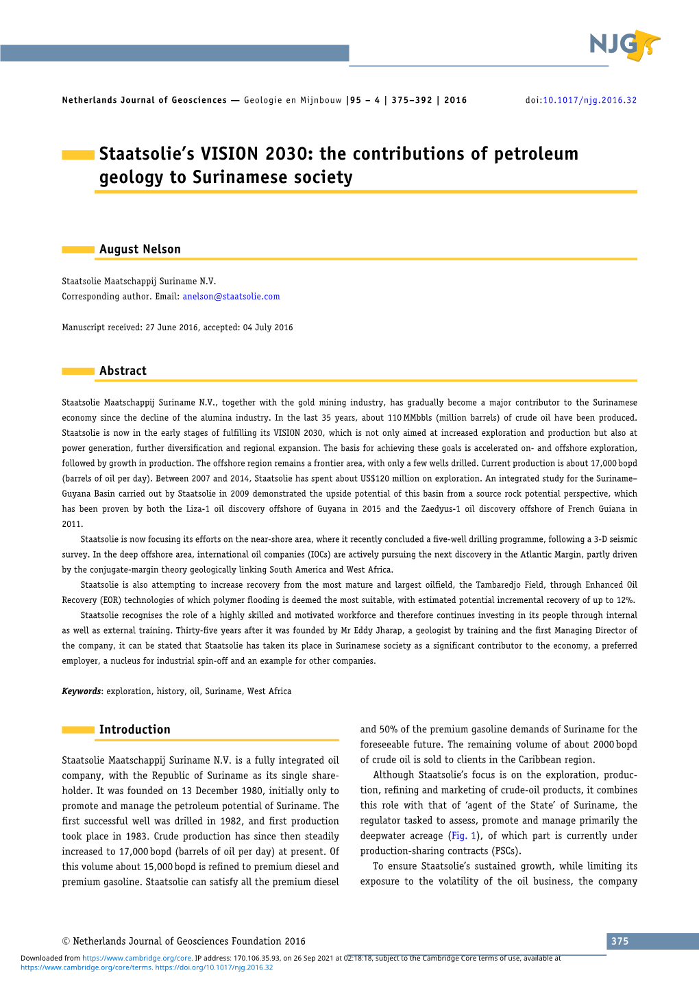 Staatsolie's VISION 2030: the Contributions of Petroleum Geology