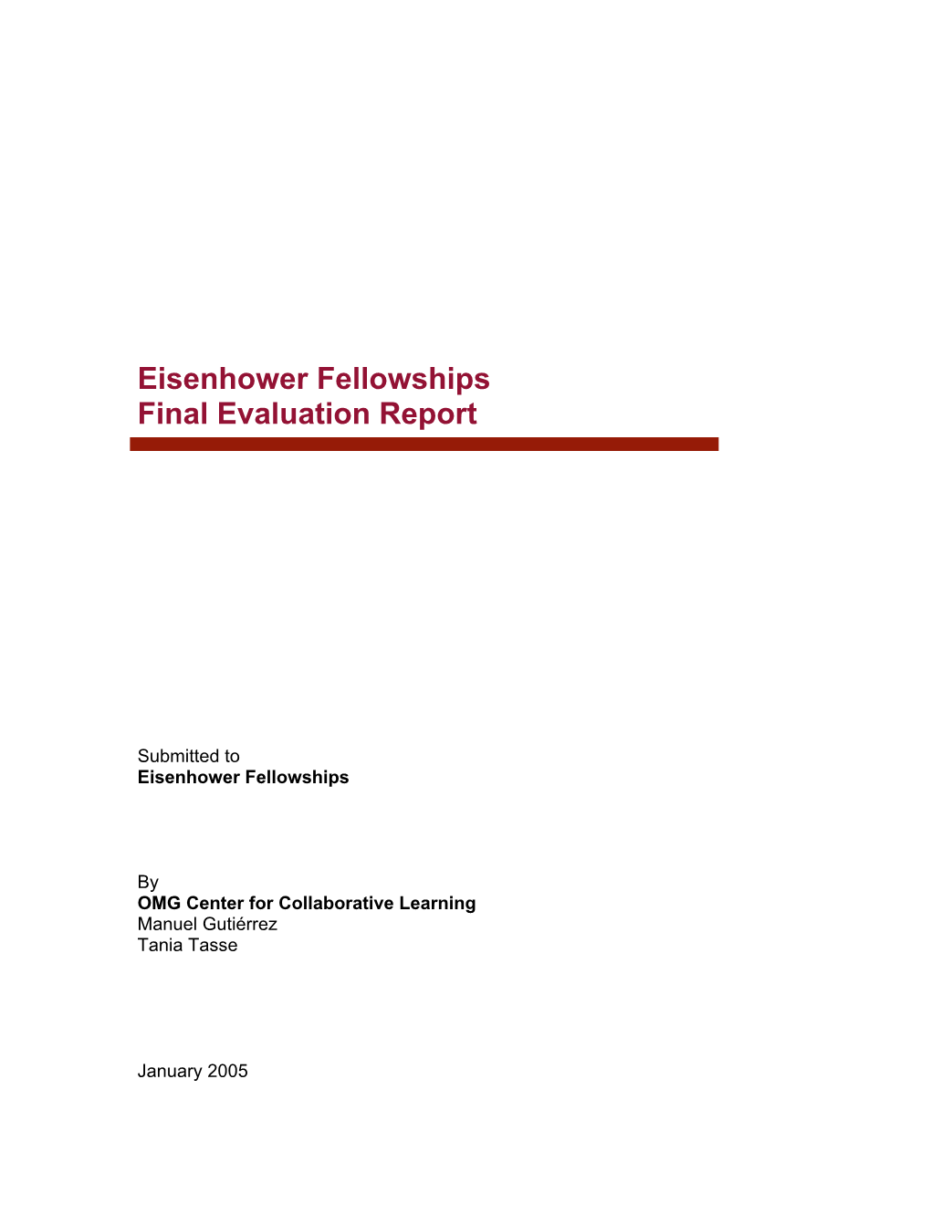 Eisenhower Fellowships Final Evaluation Report